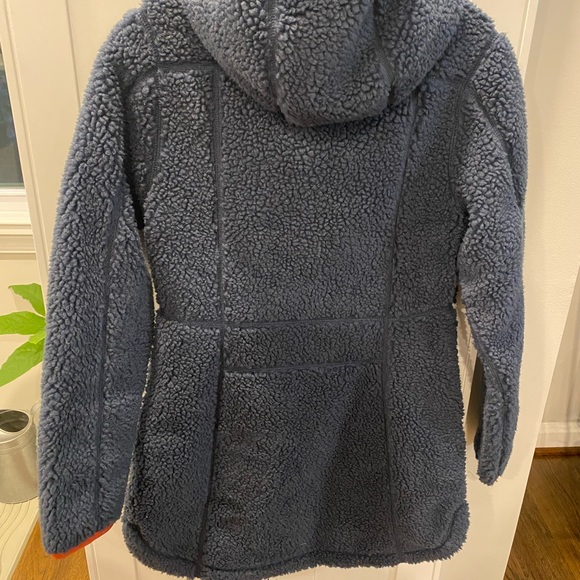 LL Bean Jacket Womens Extra Small XS Mountain Pile Sherpa Fleece Coat Hooded - Picture 5 of 8